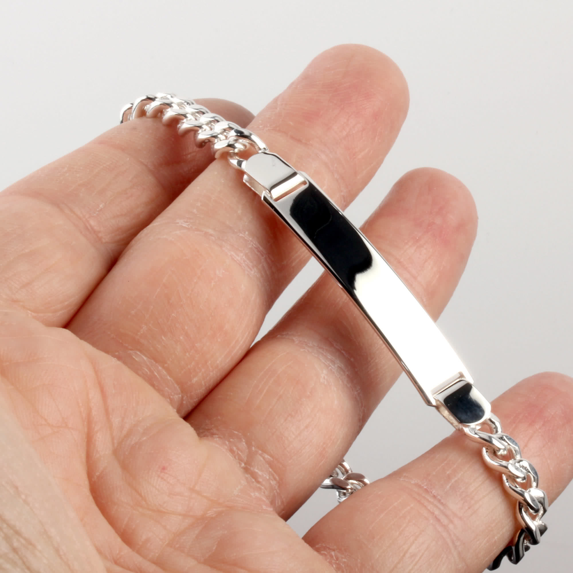 8.40mm Wide ID Plate Sterling Silver Identity Bracelet