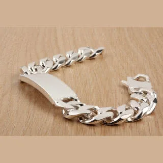 Chunky Men's Silver ID Bracelet - 9.5 inch 87 grams