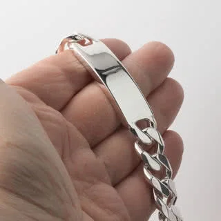 Engravable Sterling Silver Identity Bracelet - This is the heaviest men's identity bracelet