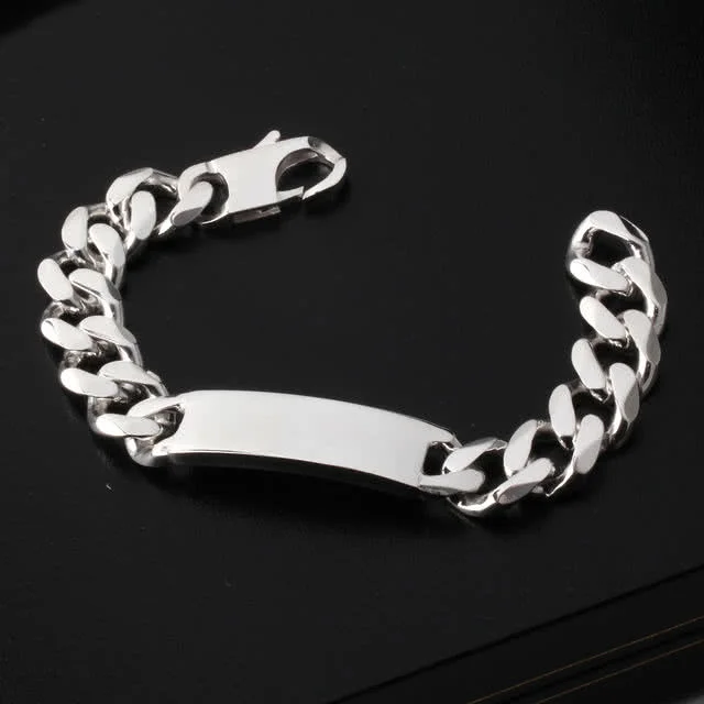 Heavy Weight Solid Sterling Silver Identity Bracelet - 14.50mm Width