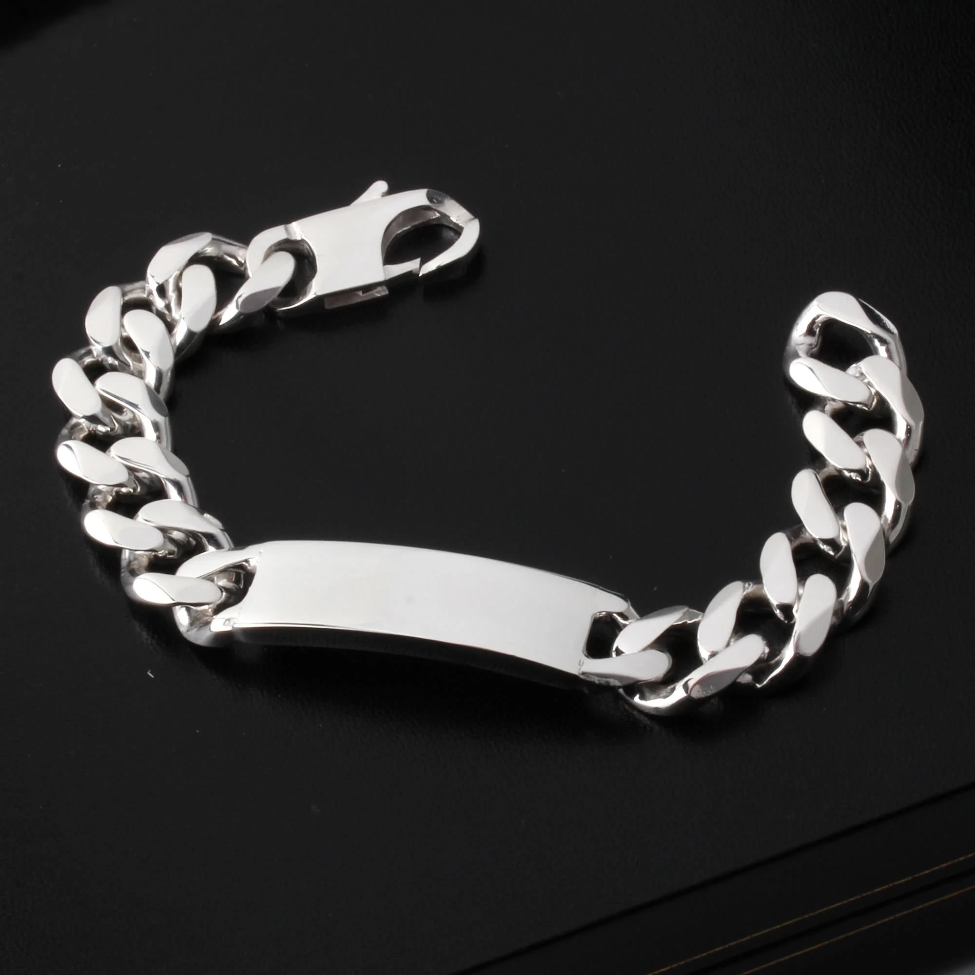 Men's Solid 925 Sterling Silver ID Bracelet - Real Filled Identification Cuff - 22.5cm - Australia
