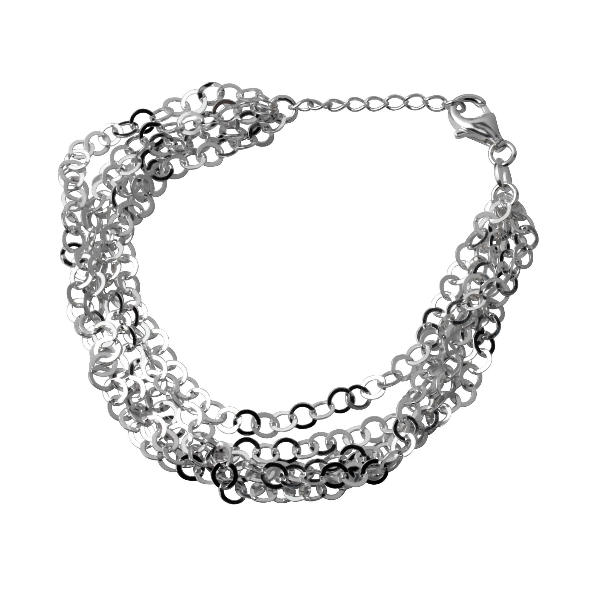 Five Strand Sterling Silver Oval Link Bracelet