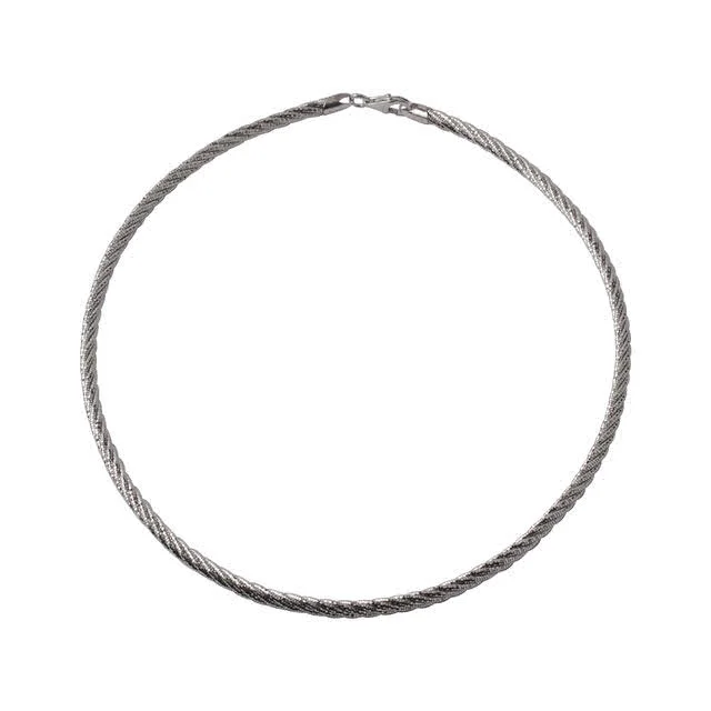 Rhodium Plated Sterling Silver Omega Necklace