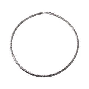 Heavy Rhodium Plated Sterling Silver Omega Necklace