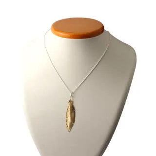 Gold Plated Feather Pendant on Bead Chain