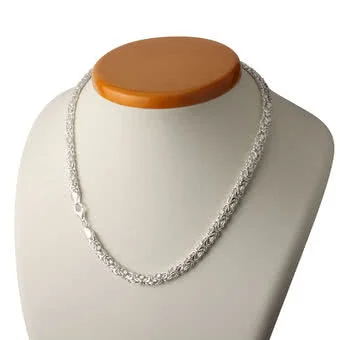 Ladies Diamond Cut Sterling Silver Byzantine Necklace