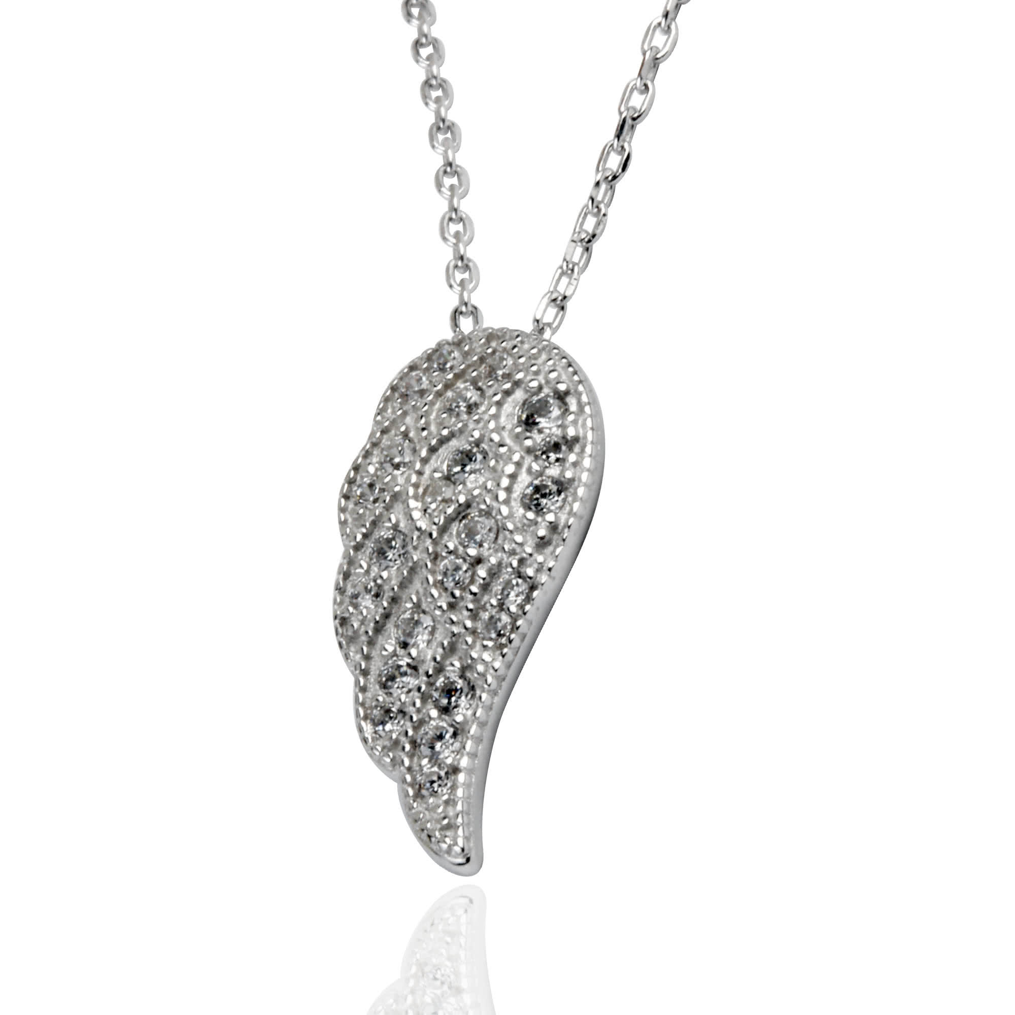 Sparkling Silver Angel Wing Pendant