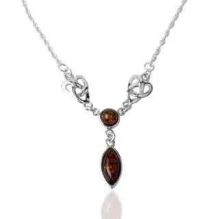 Celtic Knot Baltic Amber Sterling Silver Necklace