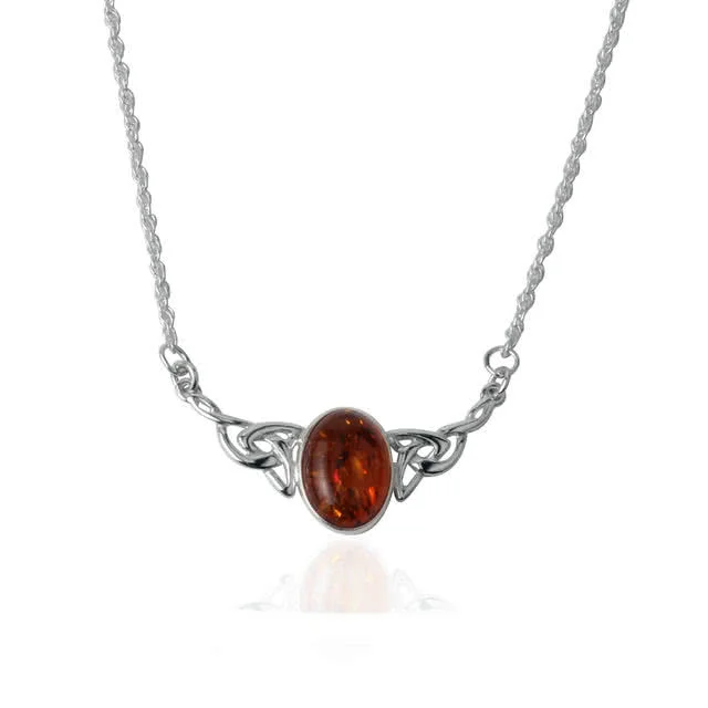 Celtic Baltic Amber Sterling Silver Necklace