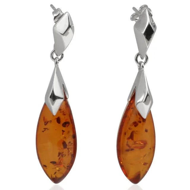 Large Leightweight 52mm Drop Honey Baltic Amber Earrings