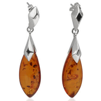 Large Honey Baltic Amber Drop Earrings