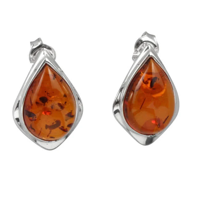 Golden Honey Baltic Amber Tear Drop  Earrings 