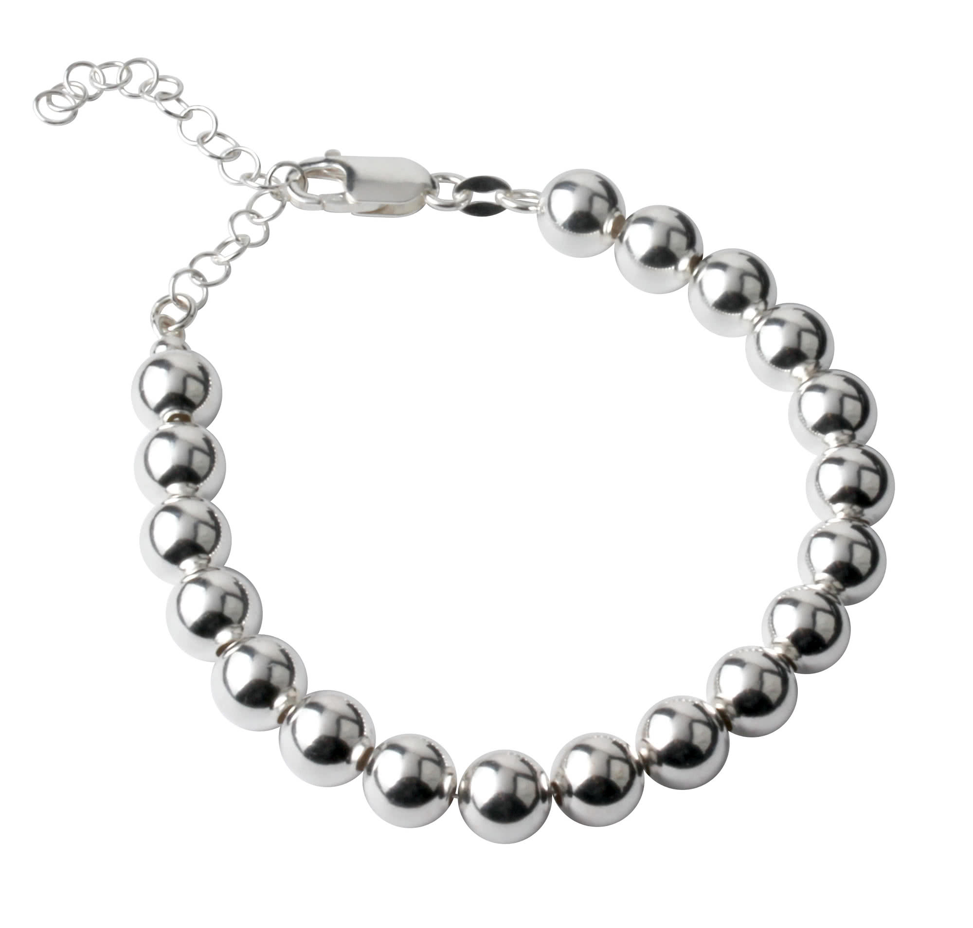 Ladies Silver Bead Bracelet with Extender