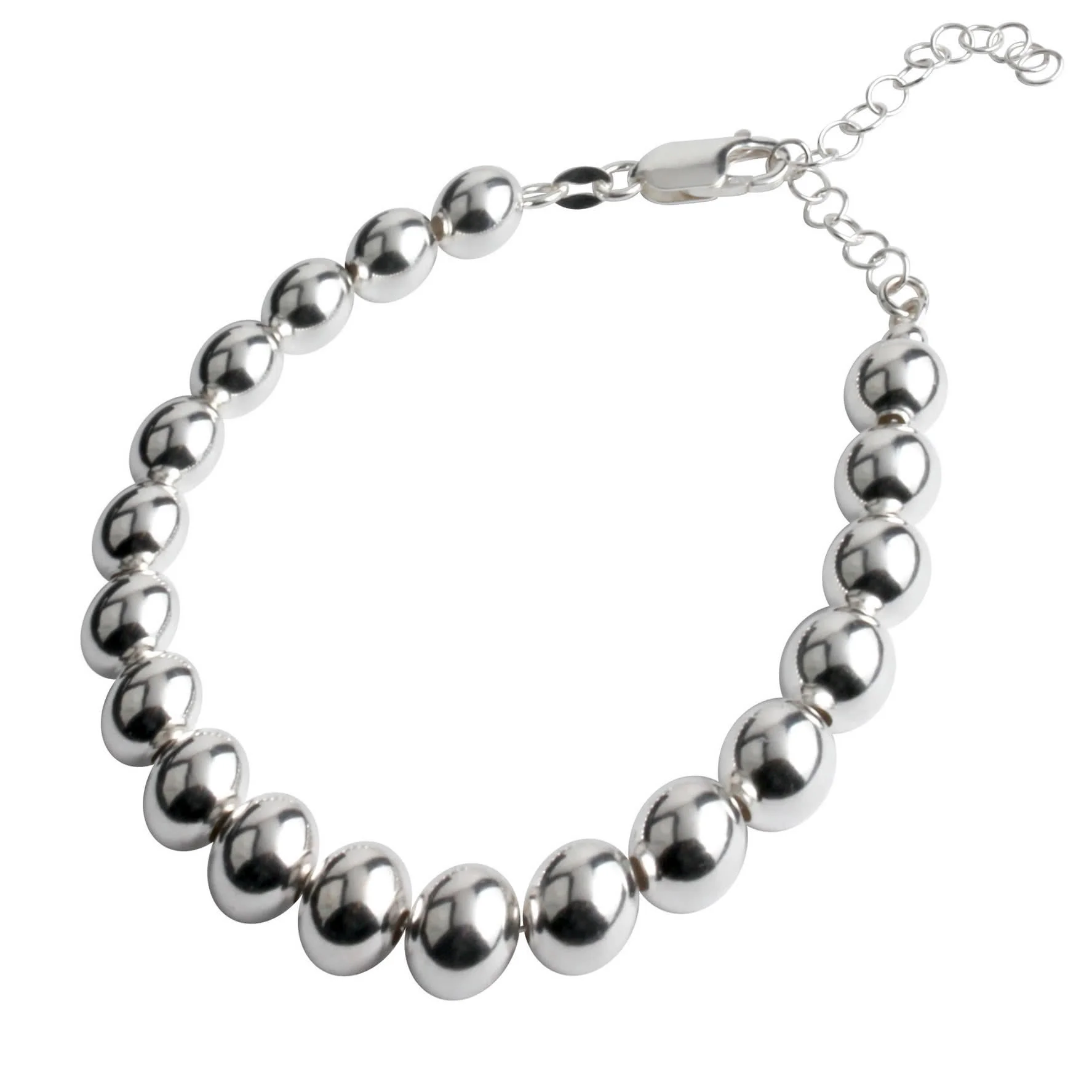 Solid silver bead bracelet discount