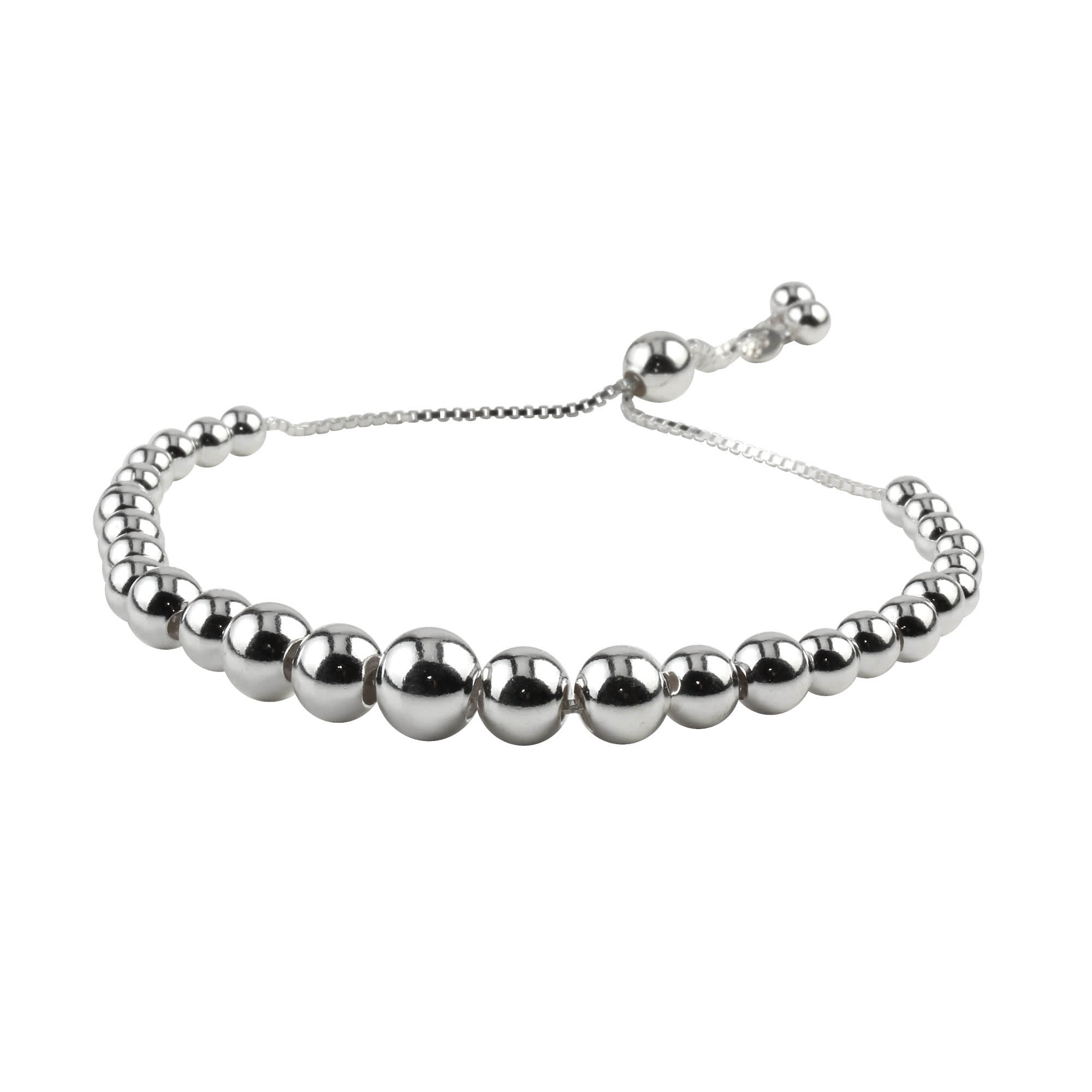 Silver Graduated Bead Bracelet