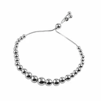 Graduated Slider Silver Ball Bead Bracelet