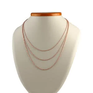 Triple Strand Rose Gold Plated Singapore Sterling Silver Necklace