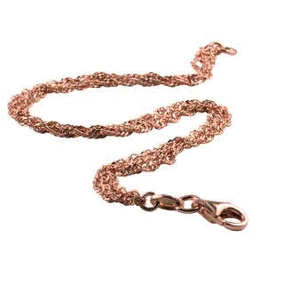 Rose Gold Plated Diamond Cut Three Strand Singapore Bracelet