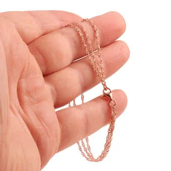 Triple Strand Rose Gold Plated Singapore Sterling Silver Bracelet Triple Strand Rose Gold Plated Singapore Sterling Silver Bracelet