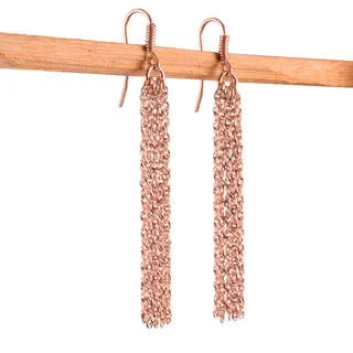 Five Strand Tassel Singapore Drop Earrings Rose Gold