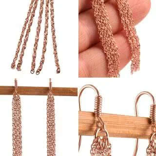 Singapore Design Five Strand Rose Gold Plated Drop Earringss