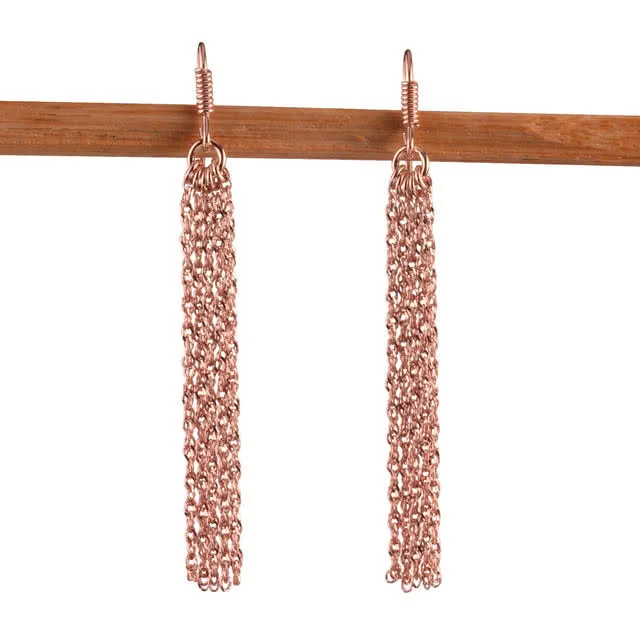 18ct Rose Gold Plated Sterling Silver Tassel Earrings