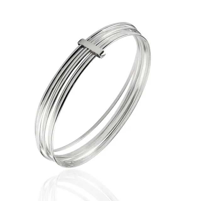 Set of Seven Slave Bangles Solid Sterling Silver