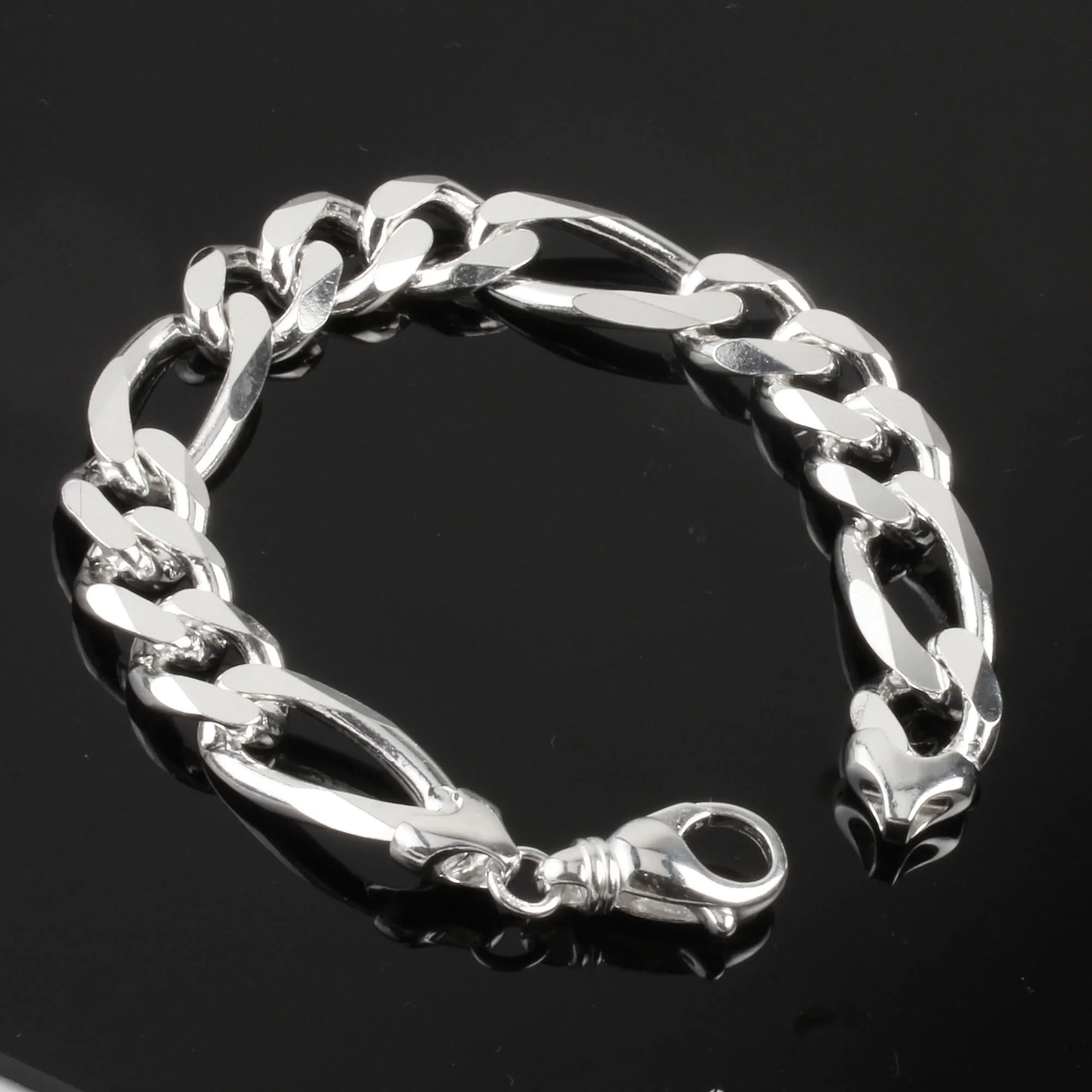 Men's Solid Sterling Silver Heavy Figaro Bracelet