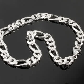 Men's Solid Sterling Silver Figaro Chain