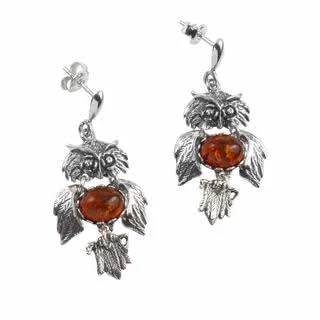 Baltic Amber Owl Earrings