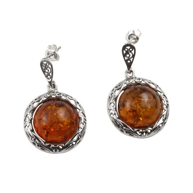 Large Round Baltic Amber Earrings