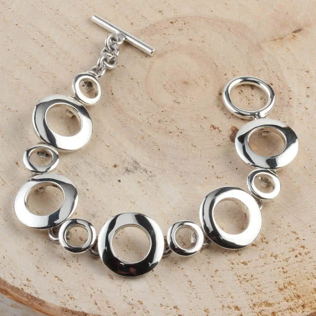T-Bar Sterling Silver Circle Bracelet - 7.5 inches