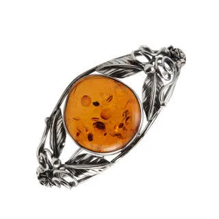 Sterling Silver Honey Baltic Amber Bangle