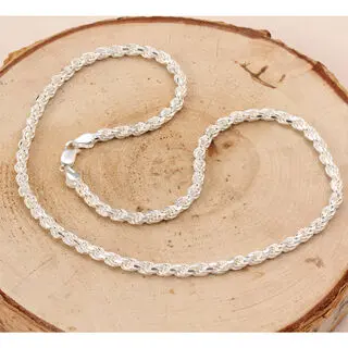 4.8mm Diamond Cut Rope Chain Necklace 925 Sterling Silver