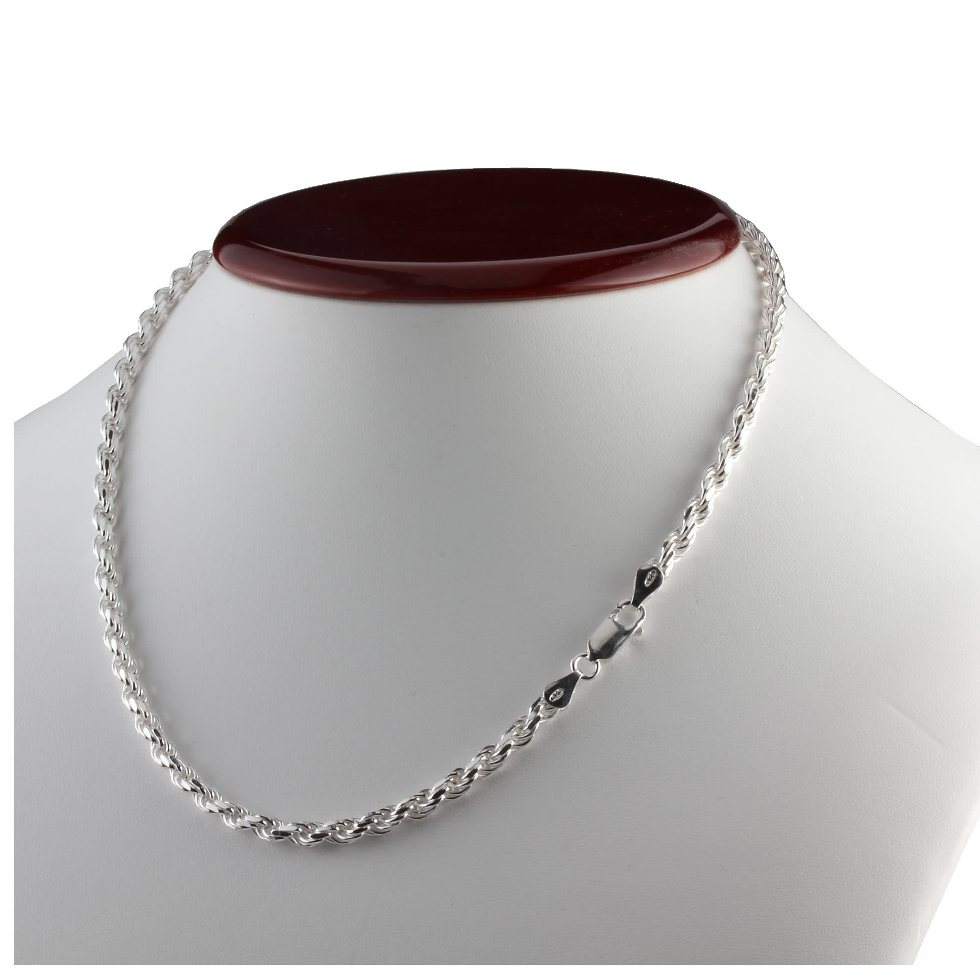 Solid Sterling Silver 4mm Diamond Cut Rope Chain Unisex