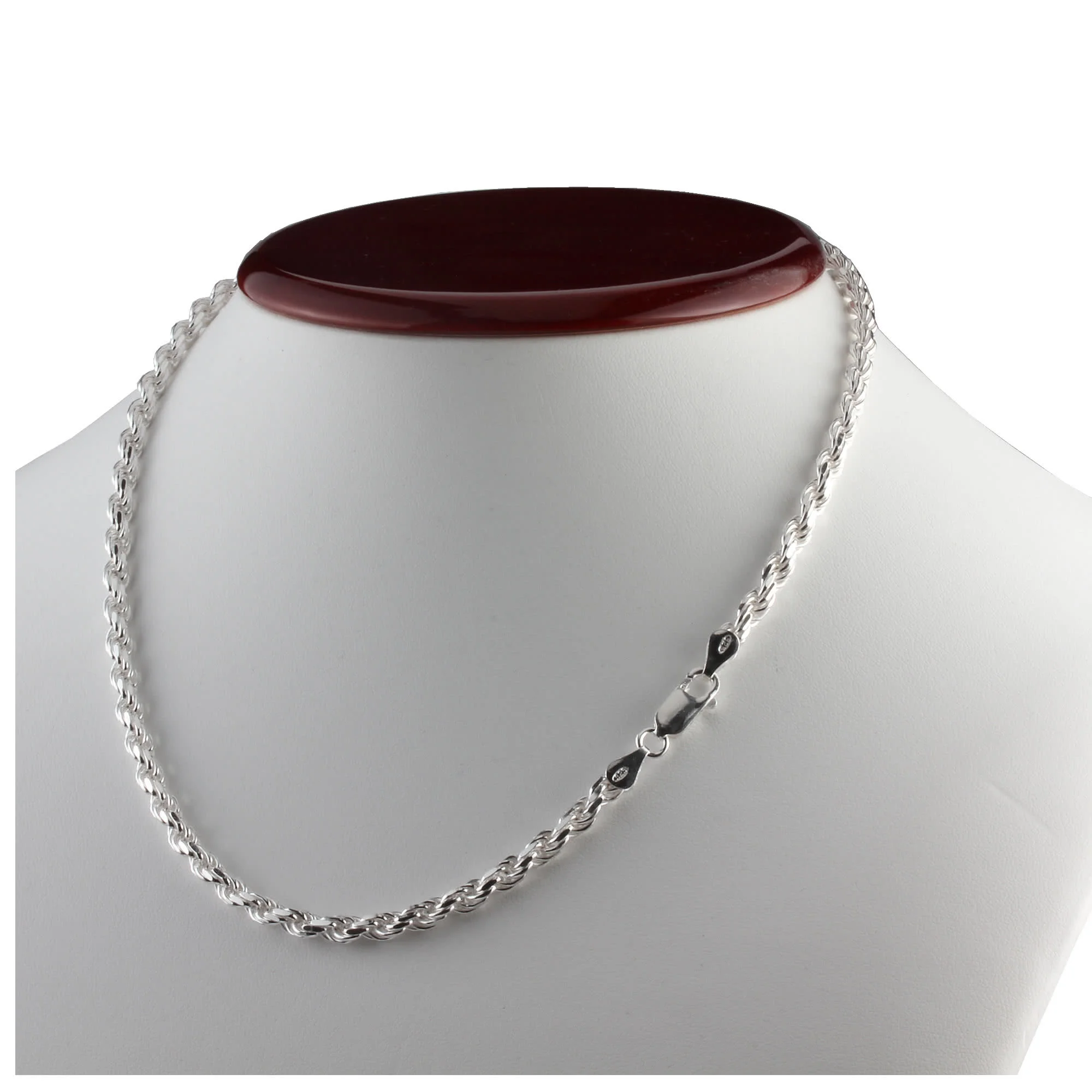 Solid Sterling Silver 4mm Diamond Cut Rope Chain Unisex