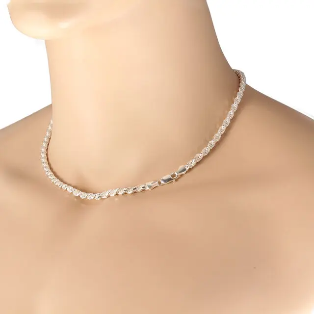 4.8mm Diameter Solid 925 Sterling Silver Diamond Cut Rope Chain