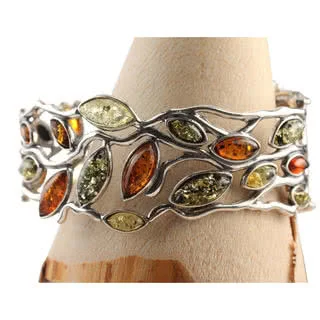 Marquise Multicoloured Baltic Amber Bangle