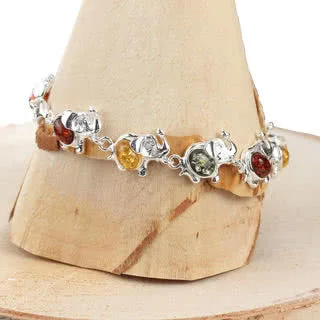 Multicoloured Baltic Amber Elephant Bracelet