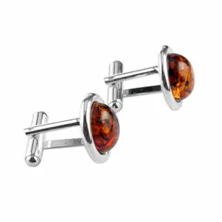 Sterling Silver Baltic Amber Cufflinks