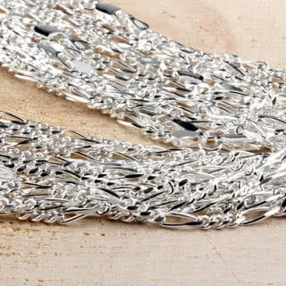 Diamond Cut Sterling Silver Figaro Chain