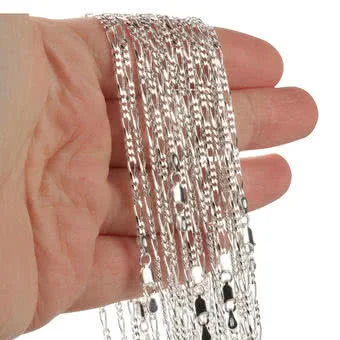 2.80mm Diamond Cut Solid Sterling Silver Figaro Chain