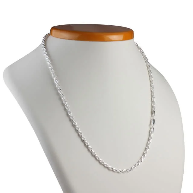 Sterling Silver Diamond Cut Rope Chain necklace