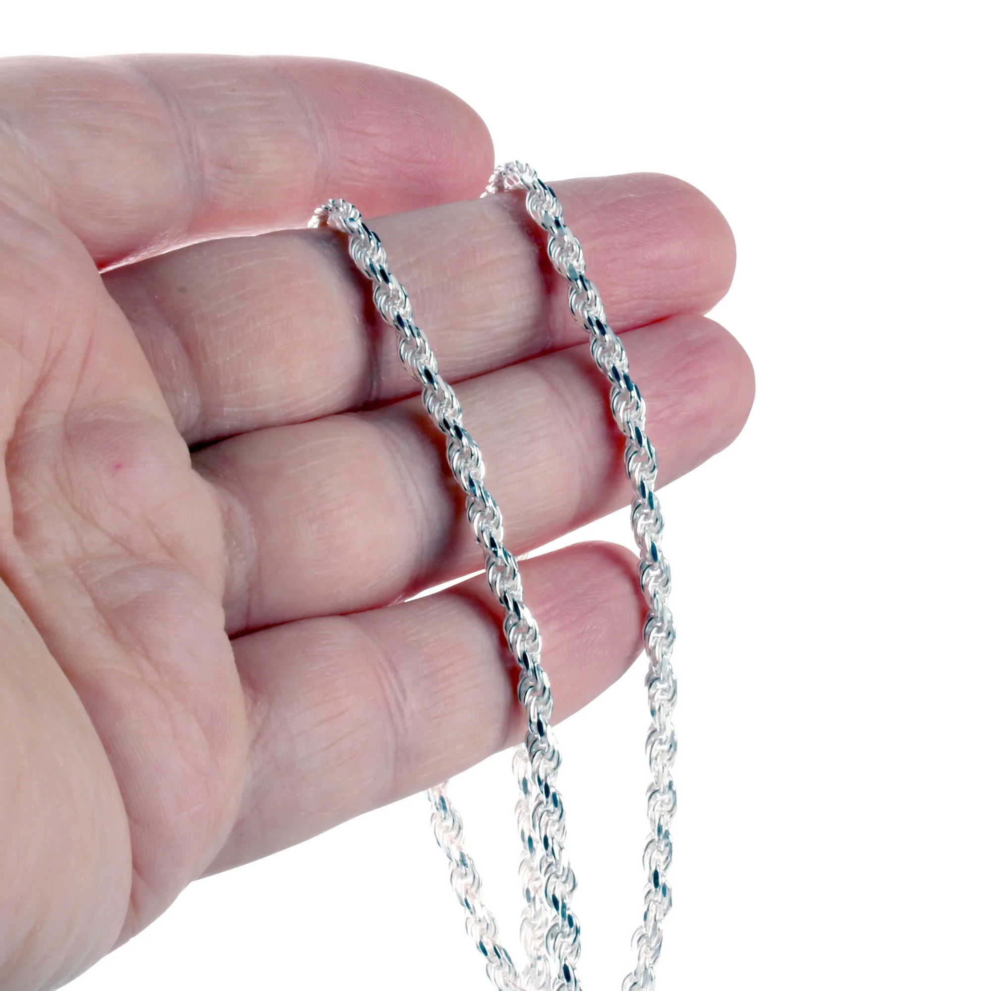 3.3mm Diamond Cut Sterling Silver Rope Chain
