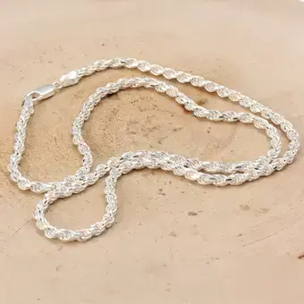 3.8mm Diamond Cut Sterling Silver Rope Chain 3.8mm Diamond Cut Sterling Silver Rope Chain