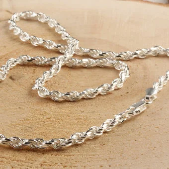 3.3mm Diamond Cut Sterling Silver Rope Chain