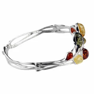 Green Lemon and Cognac Baltic Amber Bangle