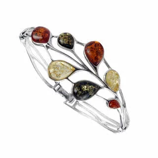 Multicoloured Baltic Amber Leaf Bangle