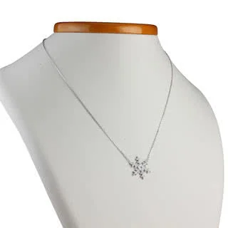 Adjustable Rhodium Plated Sterling Silver Snowflake Necklace