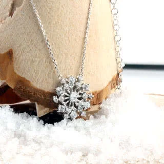 Simulated Diamond Snowflake Necklace 